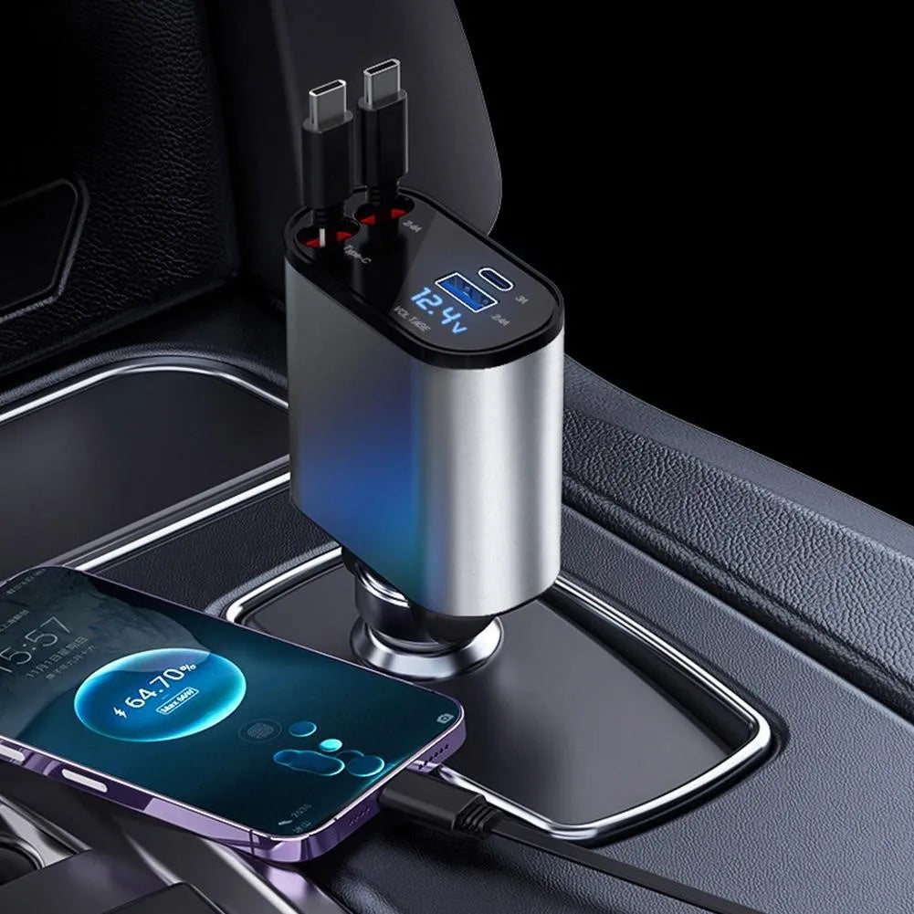 4 IN 1 Retractable Car Fast Charger